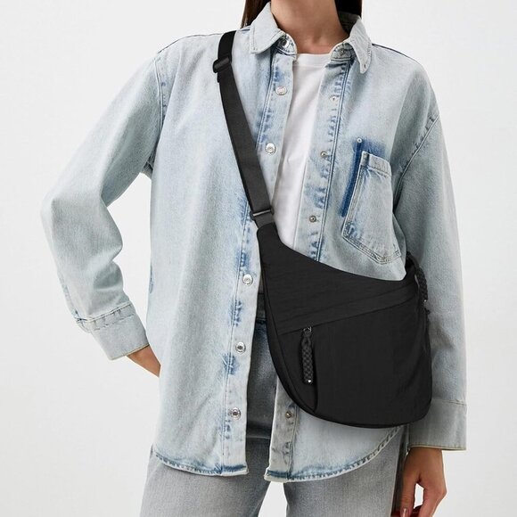 Nylon Crescent Crossbody Bag for Women Lightweight Multi-Pocket Casual - Picture 2 of 6